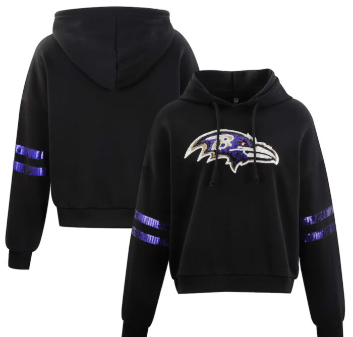 Baltimore Ravens Women's Cropped Sequin Pullover