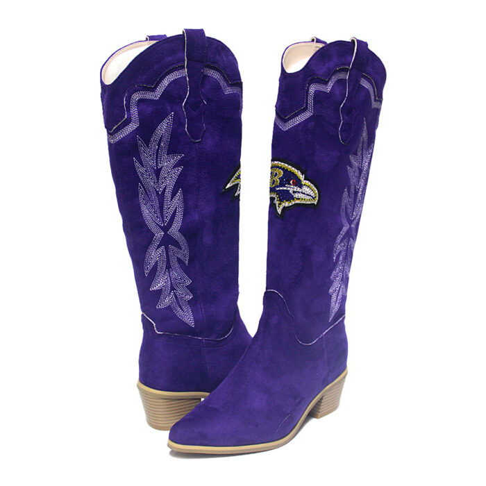 Baltimore Ravens Vegan Suede Cowboy Boots